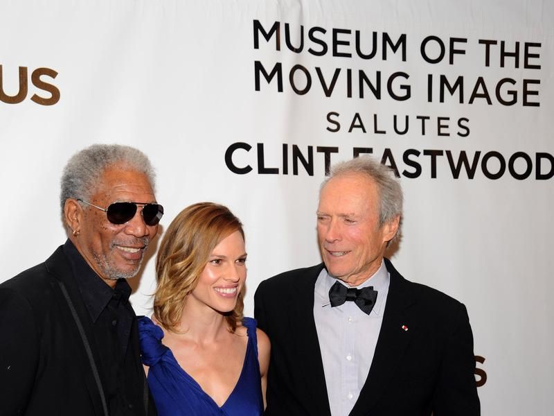 Morgan Freeman (left), Hilary Swank (center) and Clint Eastwood