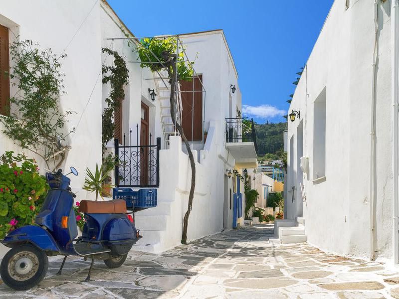 Narrow street in Parikia, Paros, Greece