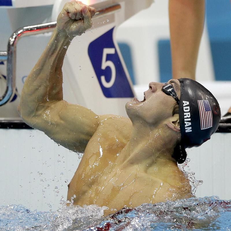 Nathan Adrian celebrates gold medal win