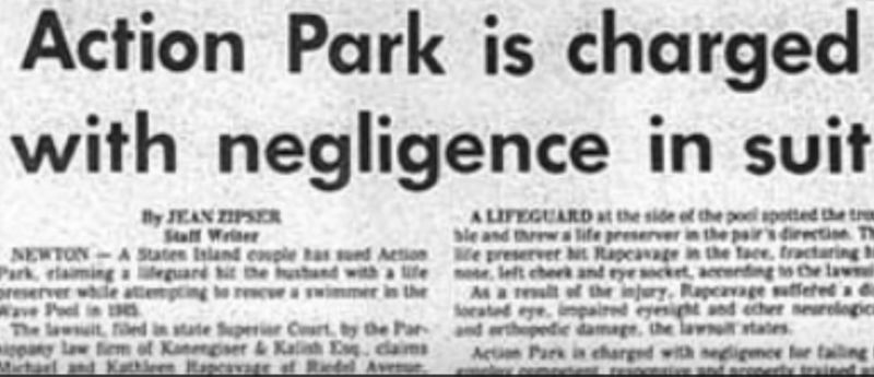 Negligence suit against Action Park