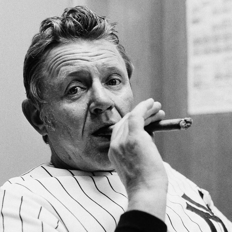 New York Yankees manager Ralph Houk relaxes with cigar