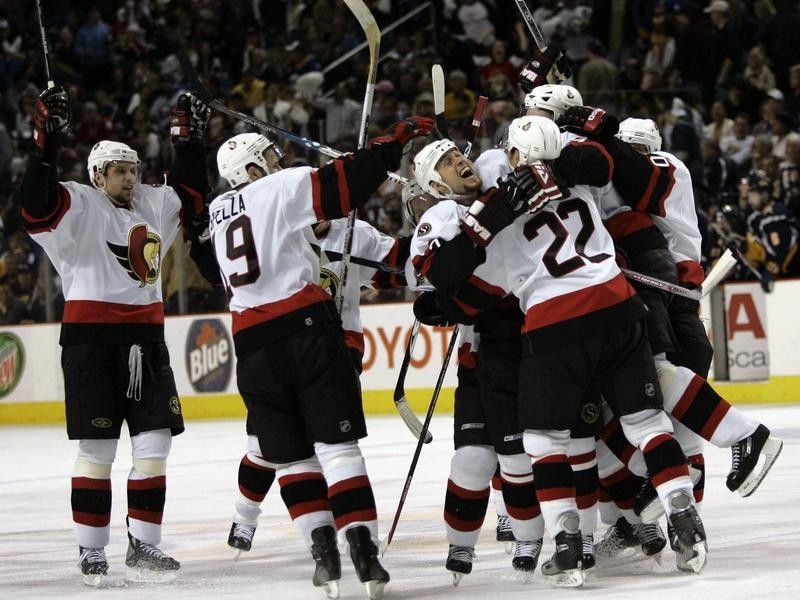 Ottawa Senators celebrate a goal