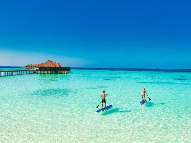 Paddleboarding in the Maldives
