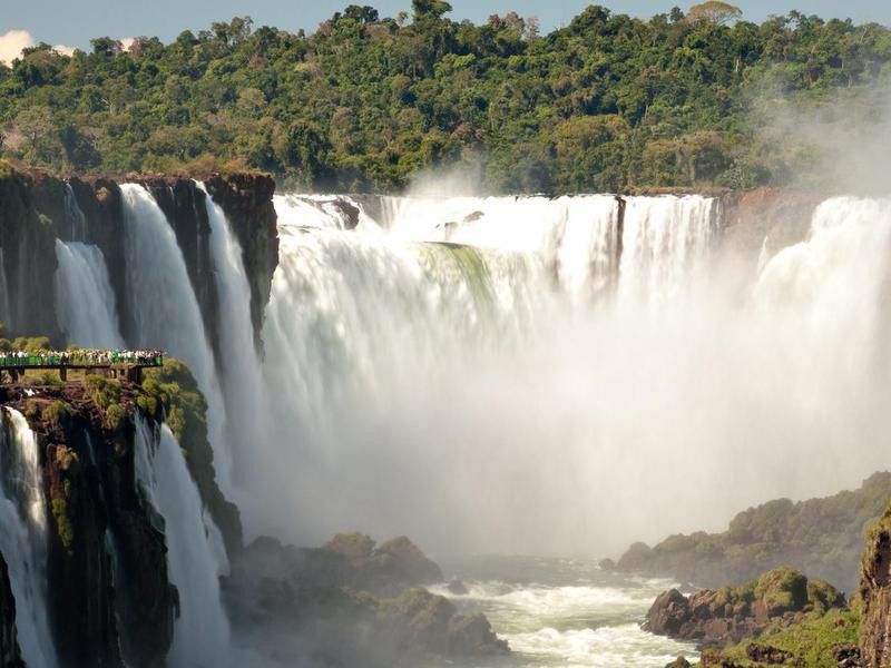 Parana River coming down Iguazu Falls