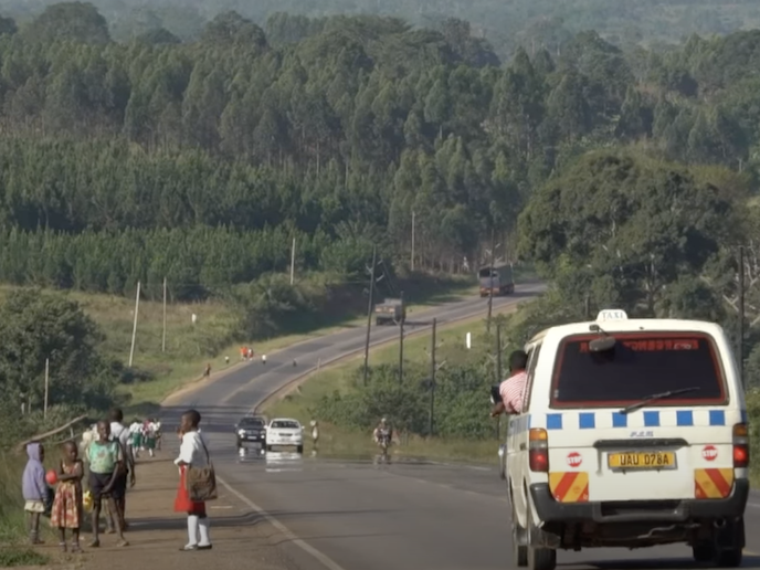 People on the Masaka-Kampala highway in Uganda