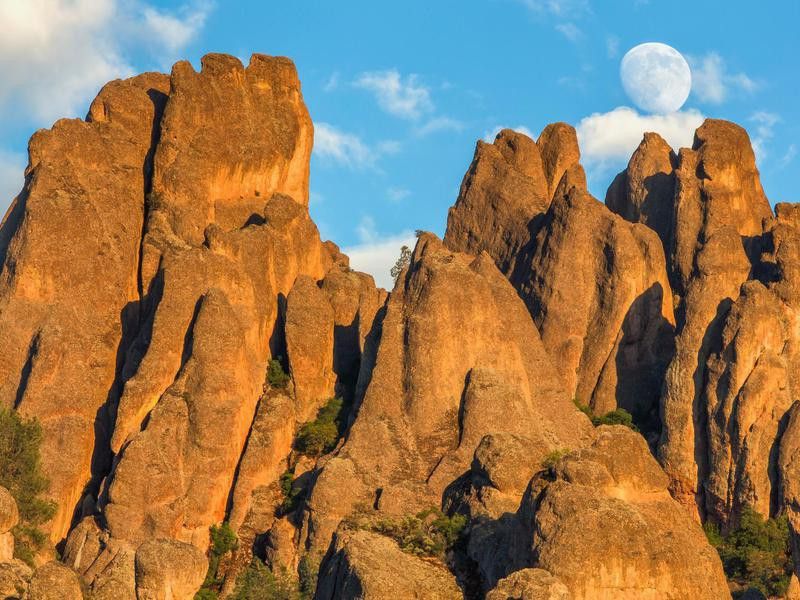 Pinnacles with the moon