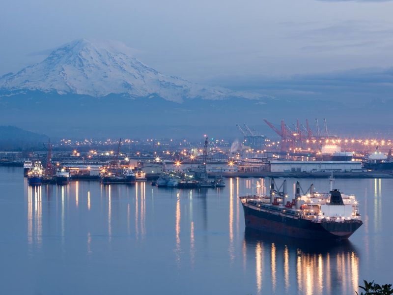 Port Tacoma and Mount Rainier, Washington
