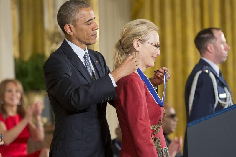President Barack Obama and Meryl Streep