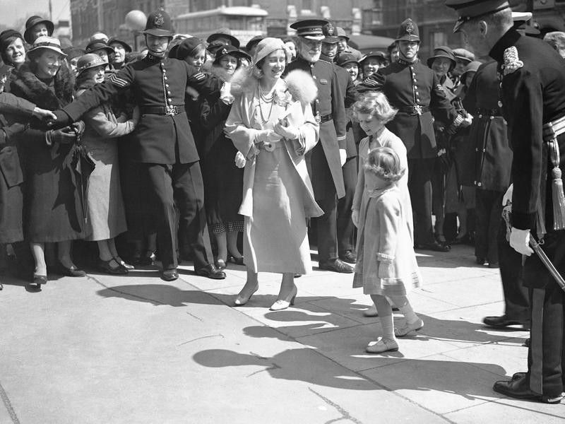 Princess Elizabeth with mother and sister