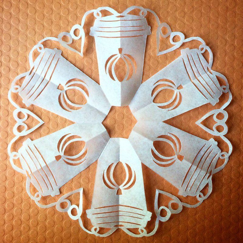 Pumpkin spice latte paper snowflake art