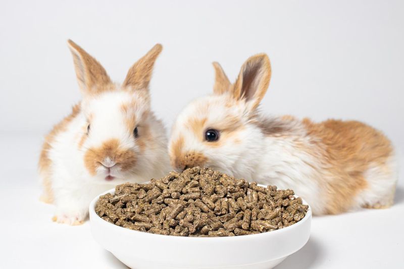 Rabbits eating food