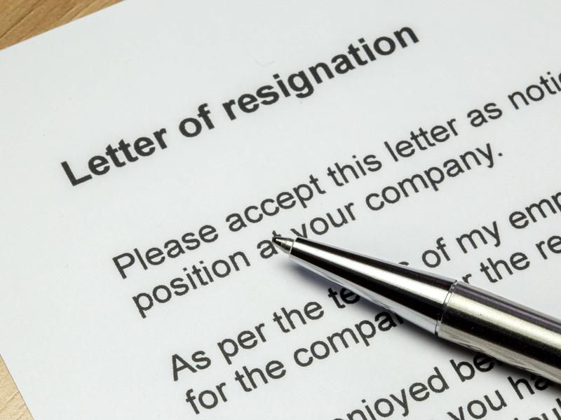 Resignation letter when quitting a job