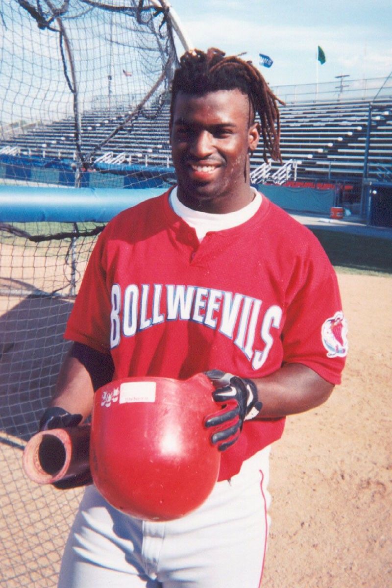 Ricky Williams wearing a Piedmont Boll Weevils jersey