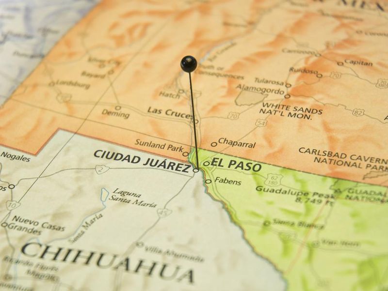 Road Map Of El Paso Texas And Juarez Mexico