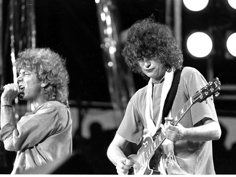 Robert Plant and Jimmy Page at Live Aid 1985 at JFK Stadium in Philadelphia