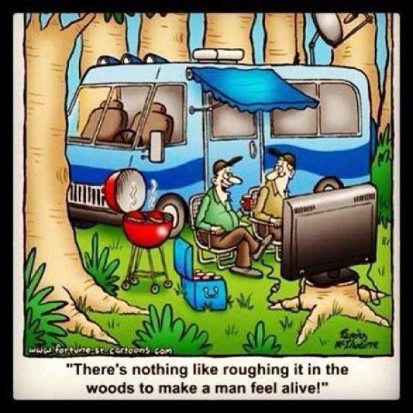 Roughing it in the woods meme