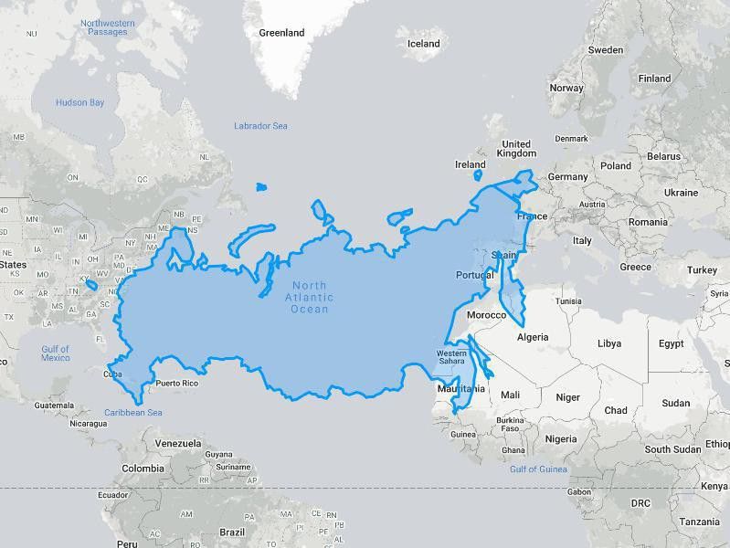 Russia true size of comparison