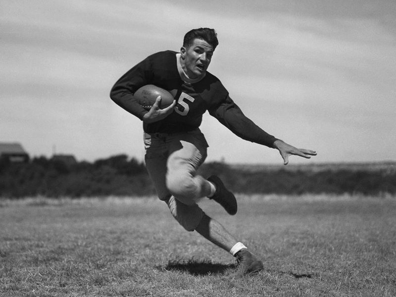 Sammy Baugh demonstrates the sidestepping ability
