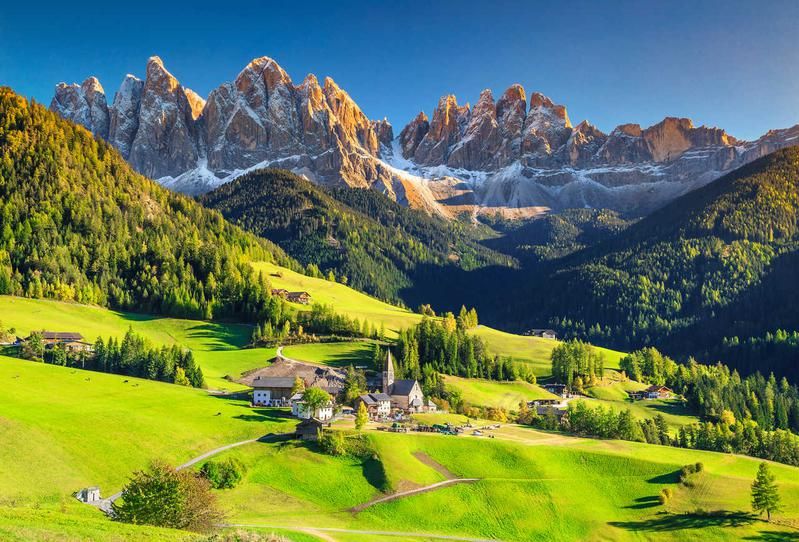 Santa Maddalena, Italy is flanked by the Dolomites... the mountains, not the character