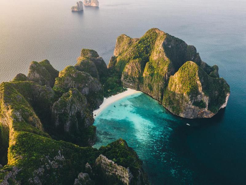 Scenic aerial view of Koh Phi Phi Island in Thailand