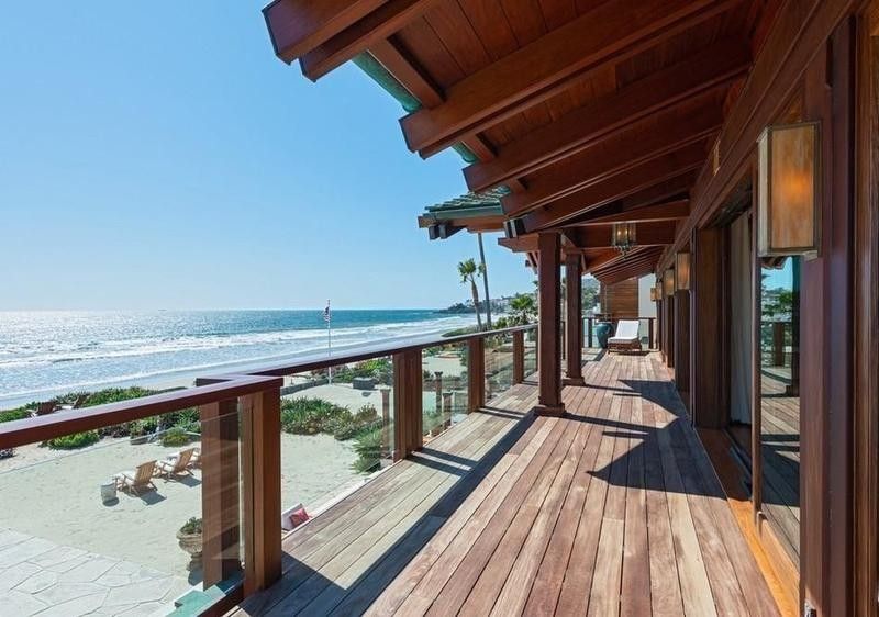 Second-floor deck at Malibu house owned by the Brosnans