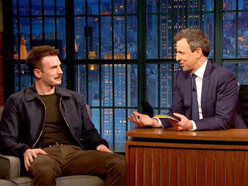 Seth Myers and Chris Evans