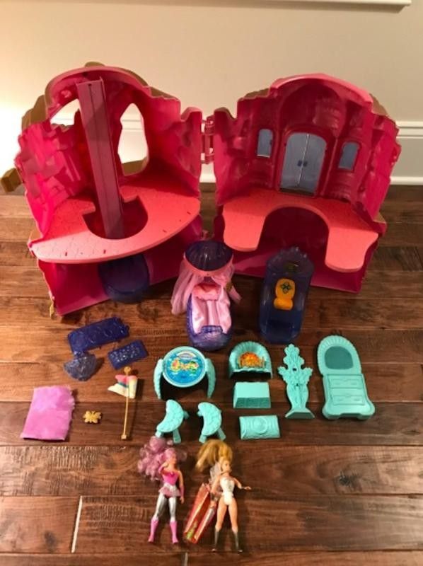 She-Ra Princess of Power Crystal Castle laid out on floor