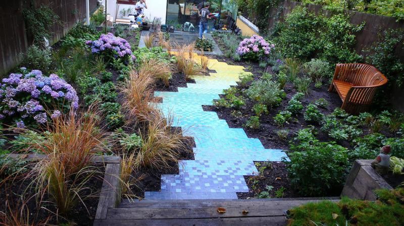 Shimmering garden pathway