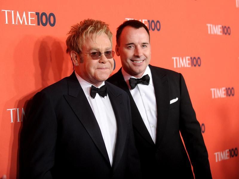 Sir Elton John and husband David Furnish attend the Time 100 gala