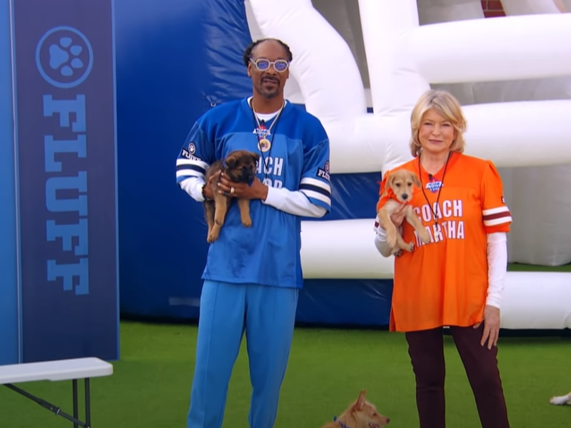 Snoop Dogg and Martha Stewart at the Puppy Bowl
