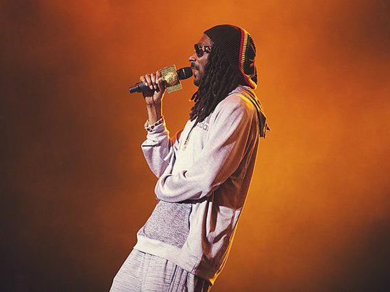 Snoop Dogg performing at a concert