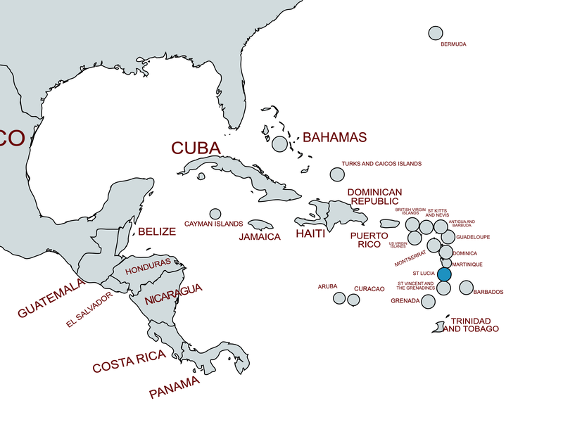 St lucia map