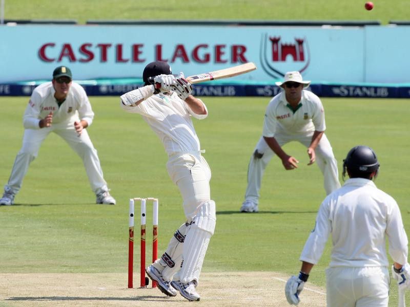 Stephen Fleming helps the ball over