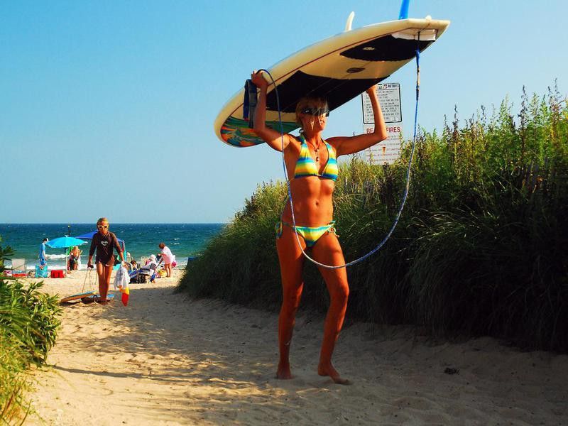 Surfers at Ditch Plains Beach, Montauk, Long Island