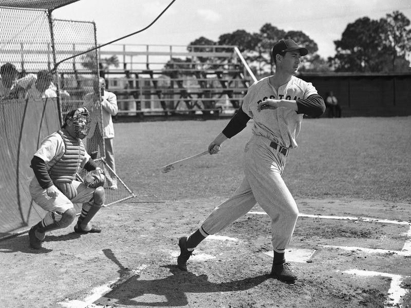 Ted Williams swinging at Spring Training