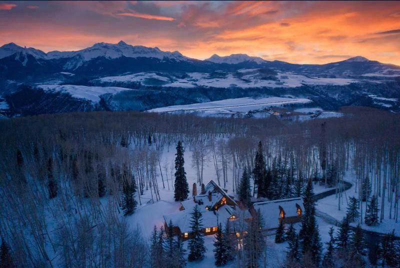 Telluride house at sunset