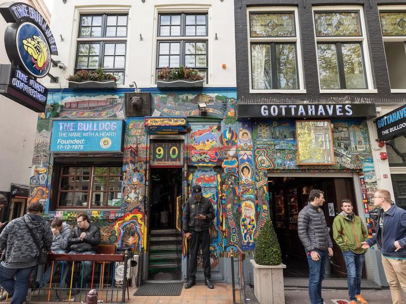 The Bulldog coffee shop in the Red Light District of Amsterdam, Holland, the Netherlands