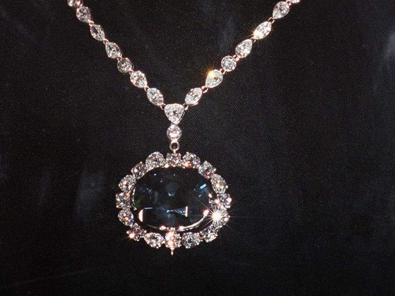 The Hope Diamond Set in a Necklace