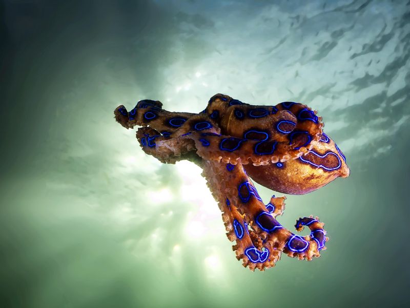The hovering blue ringed octopus