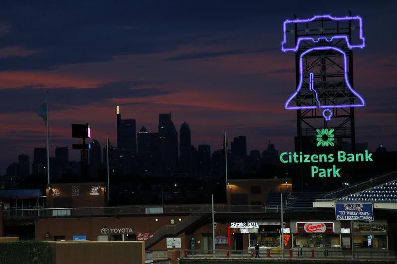 The Philadelphia skyline at Citizens Bank Park