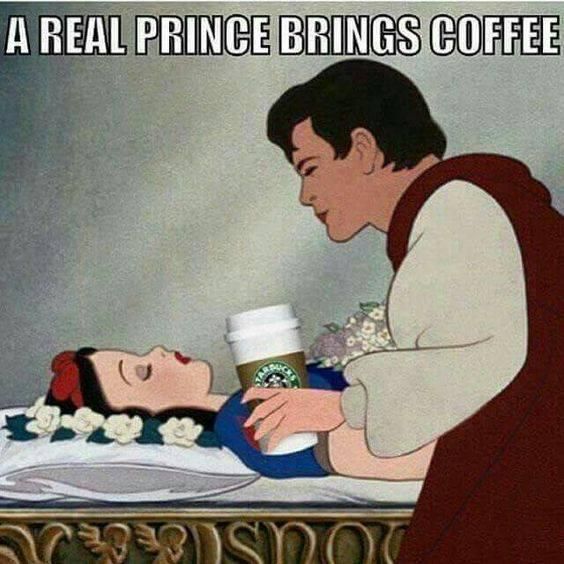 The prince bringing Snow White coffee