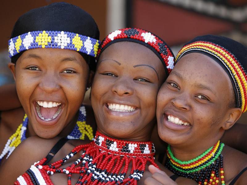 Three young Zulu women of South Africa