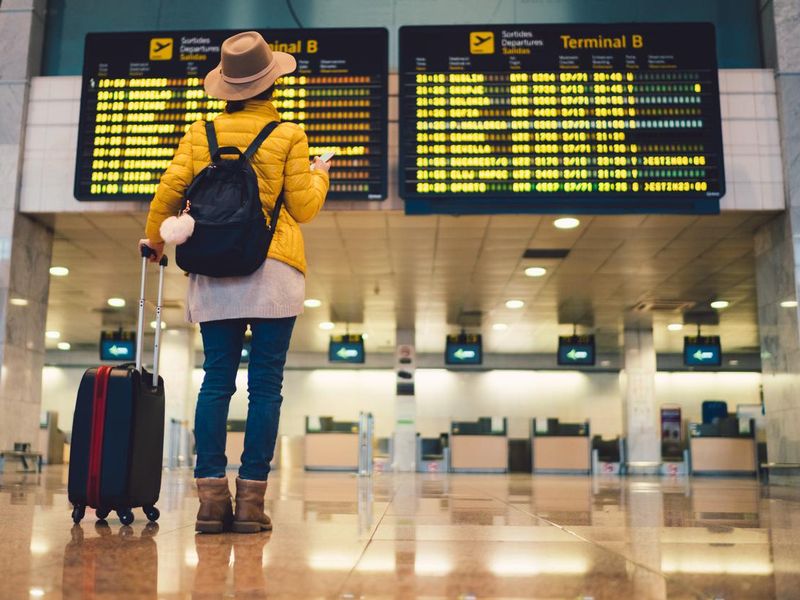 Tourist at Barcelona international airport