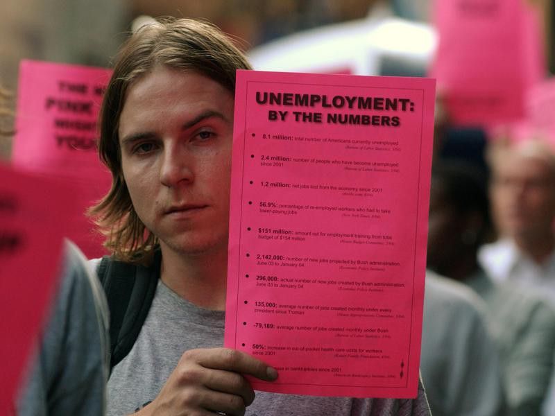 Unemployed worker from Groton, Connecticut, in 2004
