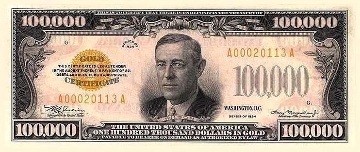 US $100,000 Bill