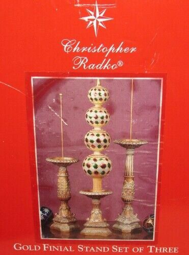 Vintage Christopher Radko Gold Finial Stand Set of Three
