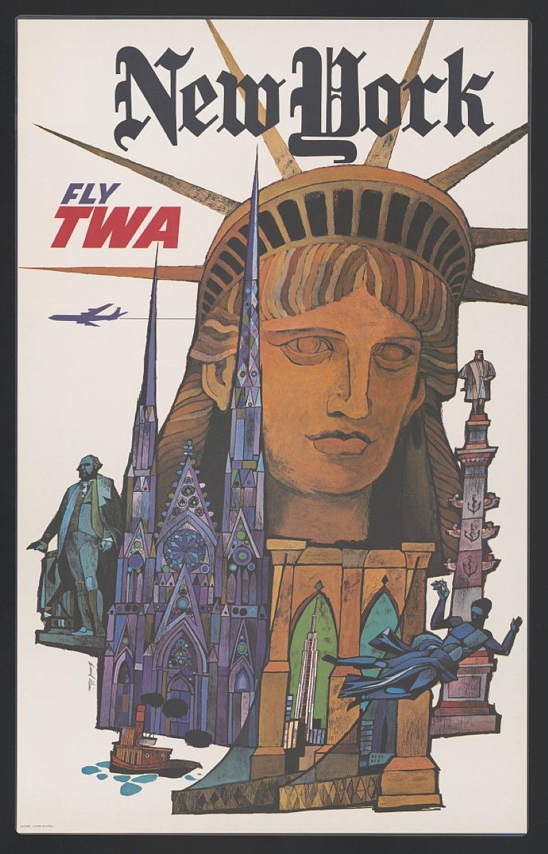Vintage travel poster for TWA