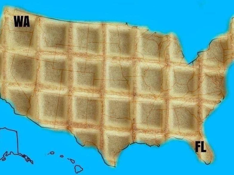 Waffle map of the U.S.