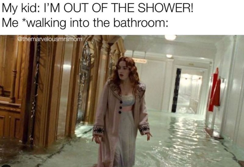 Water mess in the bathroom meme