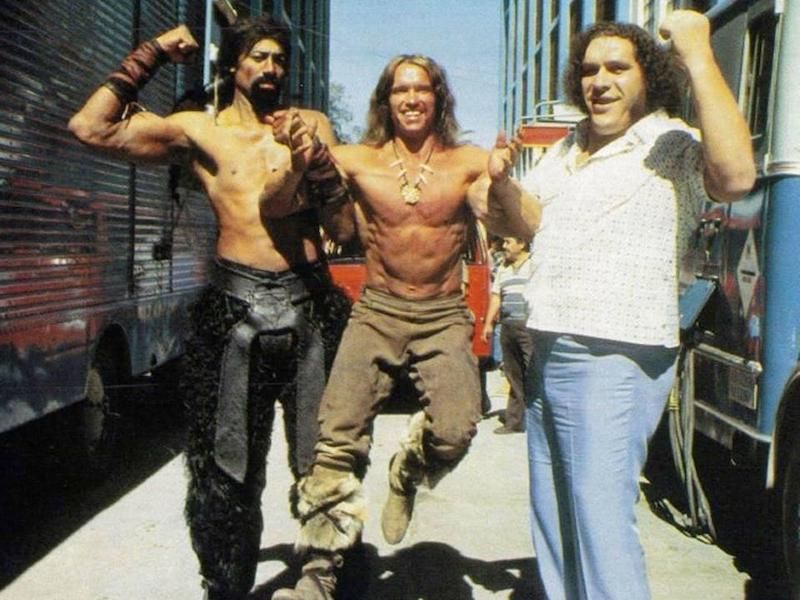 Wilt Chamberlain, Arnold Schwarzenegger, Andre the Giant